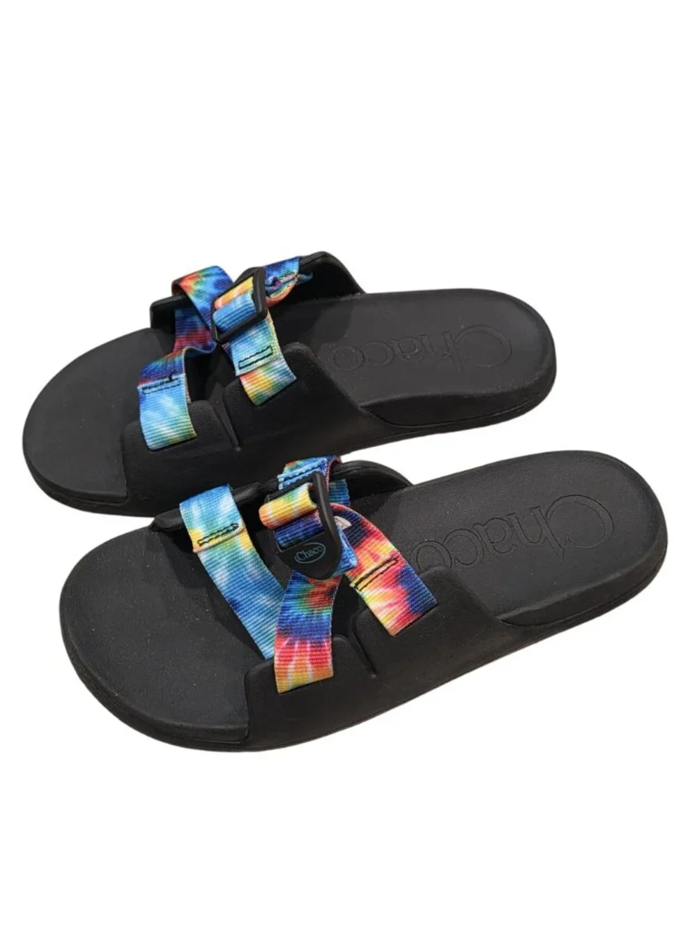 Chaco Chillos Slide Sandals Tie-Dye Adjustable Straps Black Sole kids 4